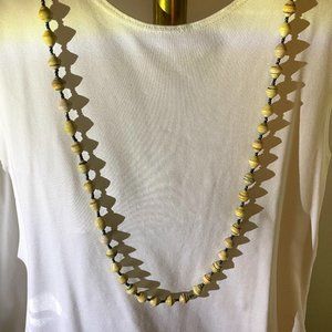 Necklace Wood type bead  20" Cream and brown